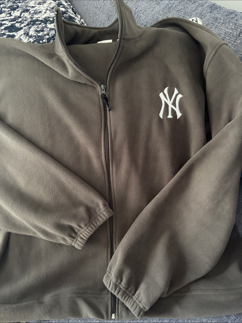 NY Logo Olive Green Lightweight Fleece Jacket - Men